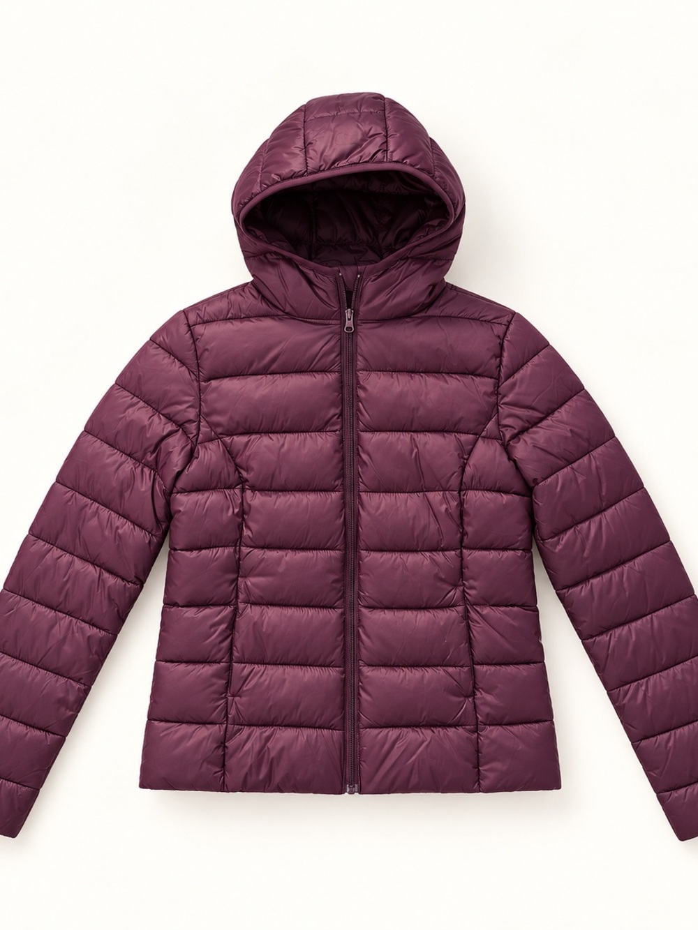 Women’s Deep Plum Purple Quilted Hooded Lightweight Puffer Jacket / EUC / Fall